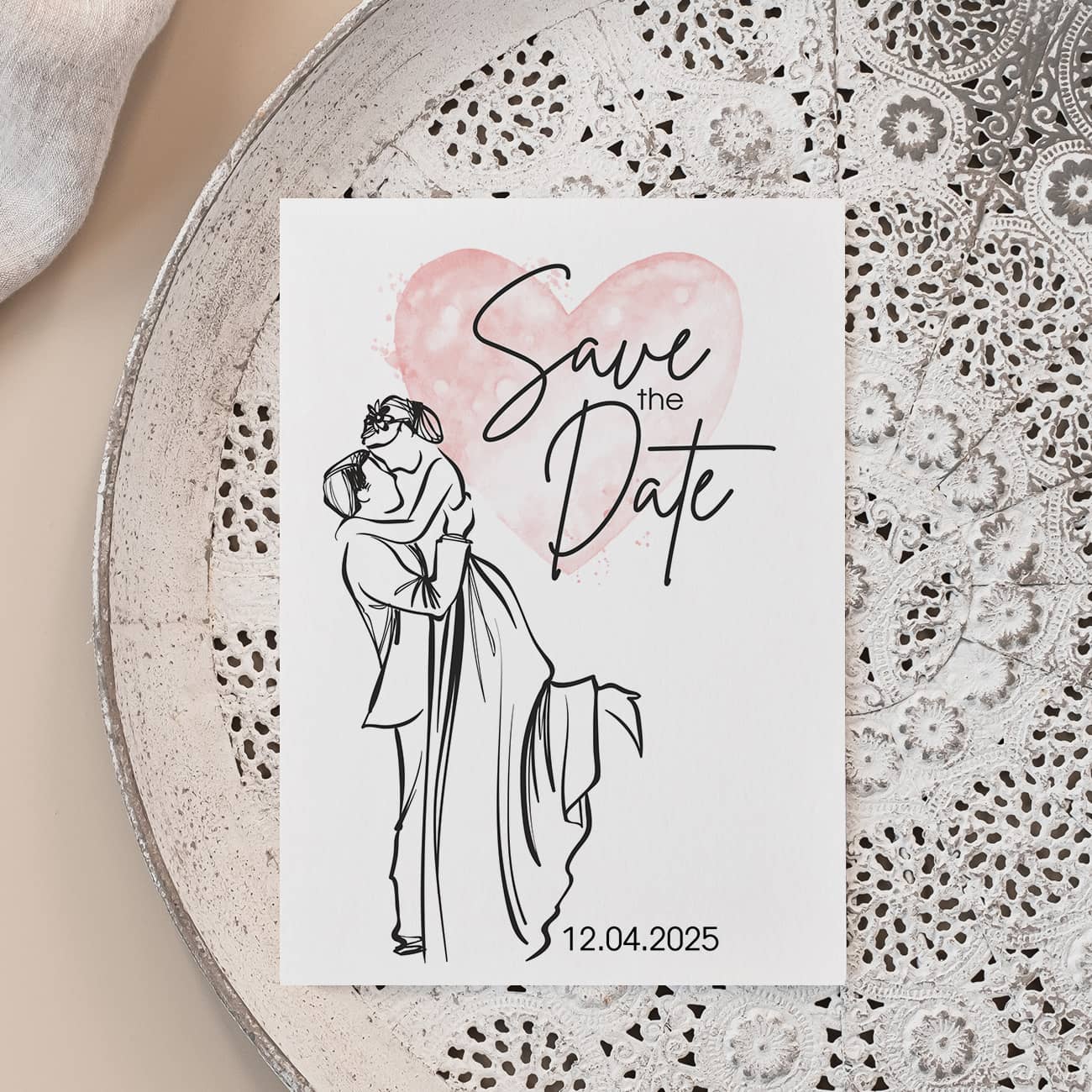 Wunderschöne Save the Date Karten rundum personalisiert