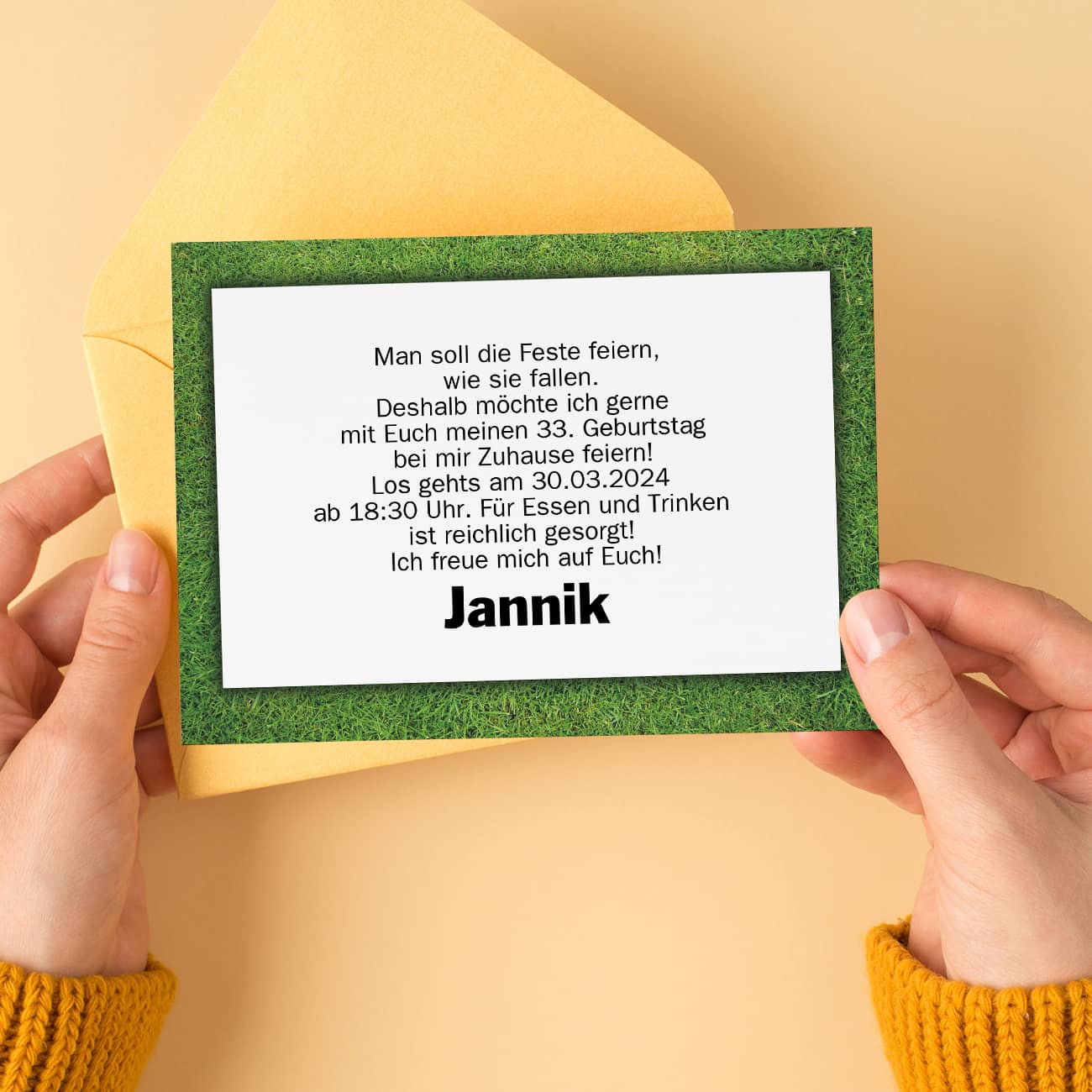 Einladungstext auf Rückseite