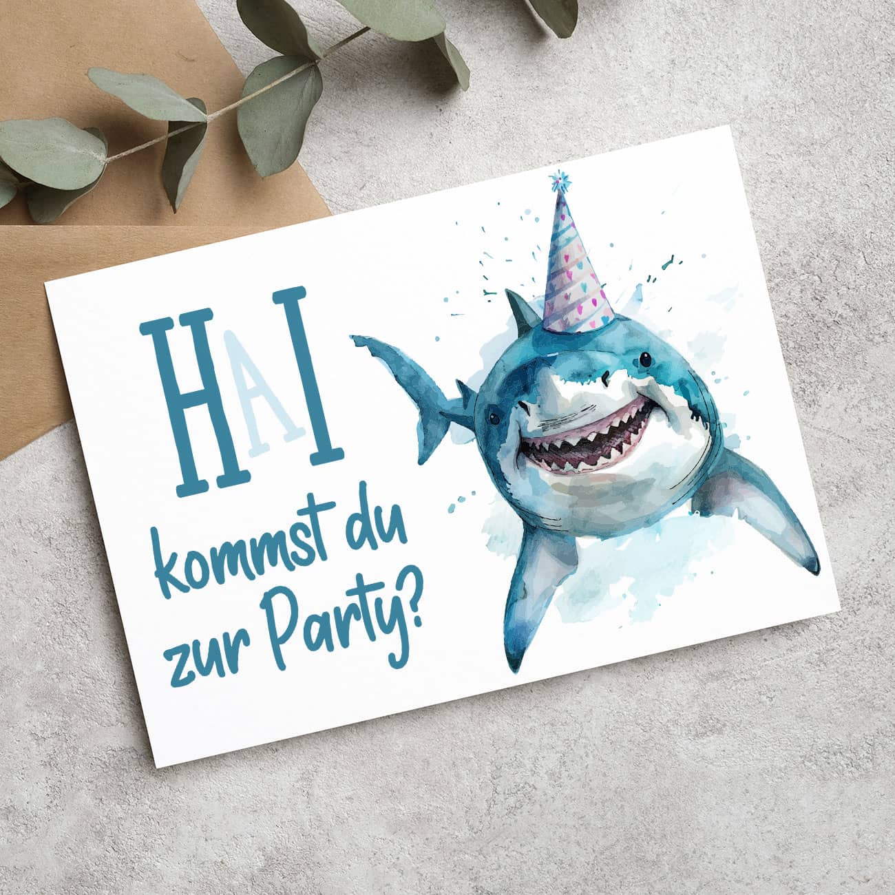 Witziger Spruch & Hai als Motiv