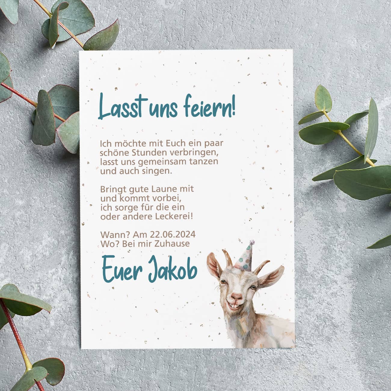 Personalisierte Rückseite mit Text nach Wunsch