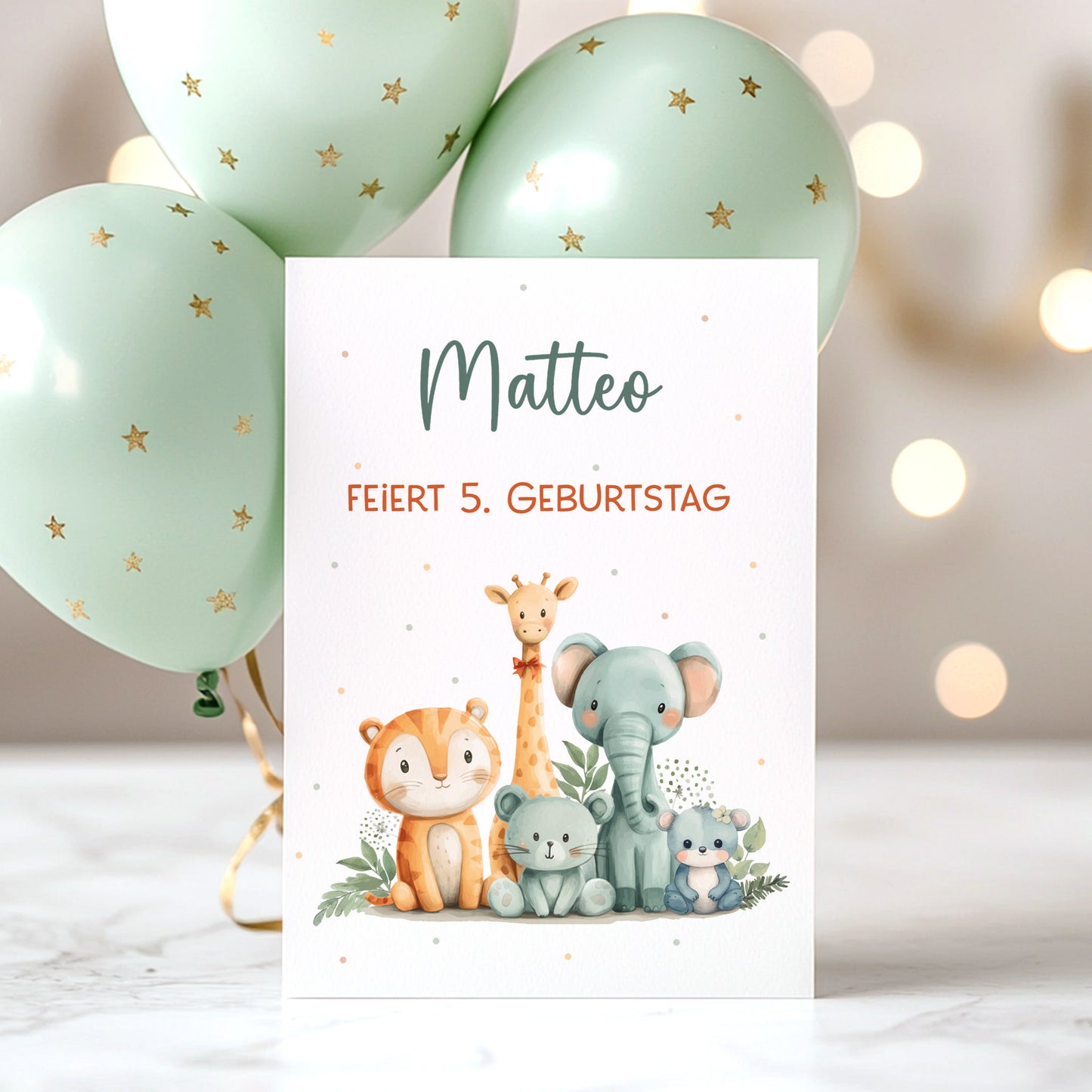 Safari Einladungskarte zum Kindergeburtstag mit Wunschdaten