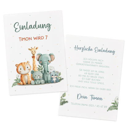 Safari Einladungskarte zum Kindergeburtstag mit Wunschdaten