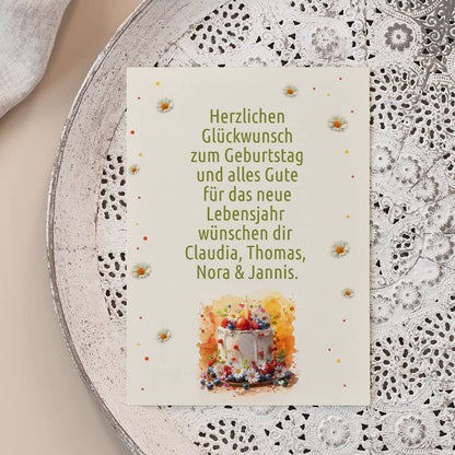 Glückwunschkarte zum Geburtstag mit Wunschtext