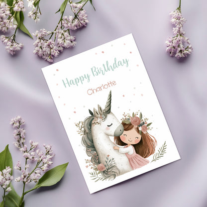 Einladungskarte zum Kindergeburtstag mit Einhornmotiv