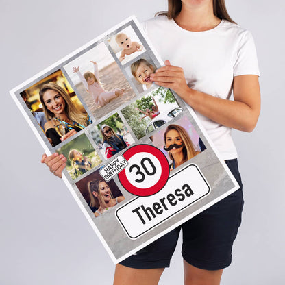 XXL Klappkarte mit Verkehrszeichenmotiv und 9 Wunschfotos