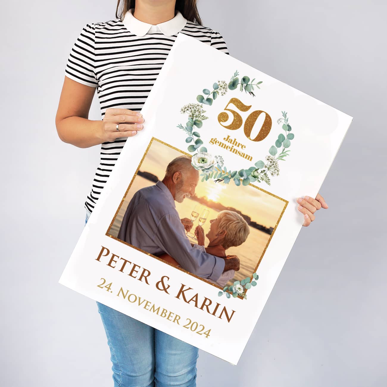 XXL Foto-Karte zur Goldenen Hochzeit mit Namen & Datum