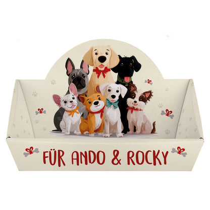 Präsentkorb für Hunde personalisiert mit Namen oder Botschaft