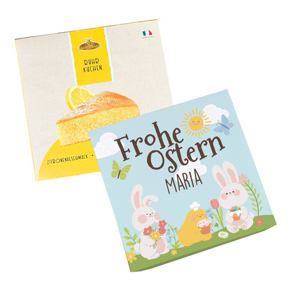 Personalisierter Osterkuchen Geschenkbox mit Zitronen Rührkuchen Variante