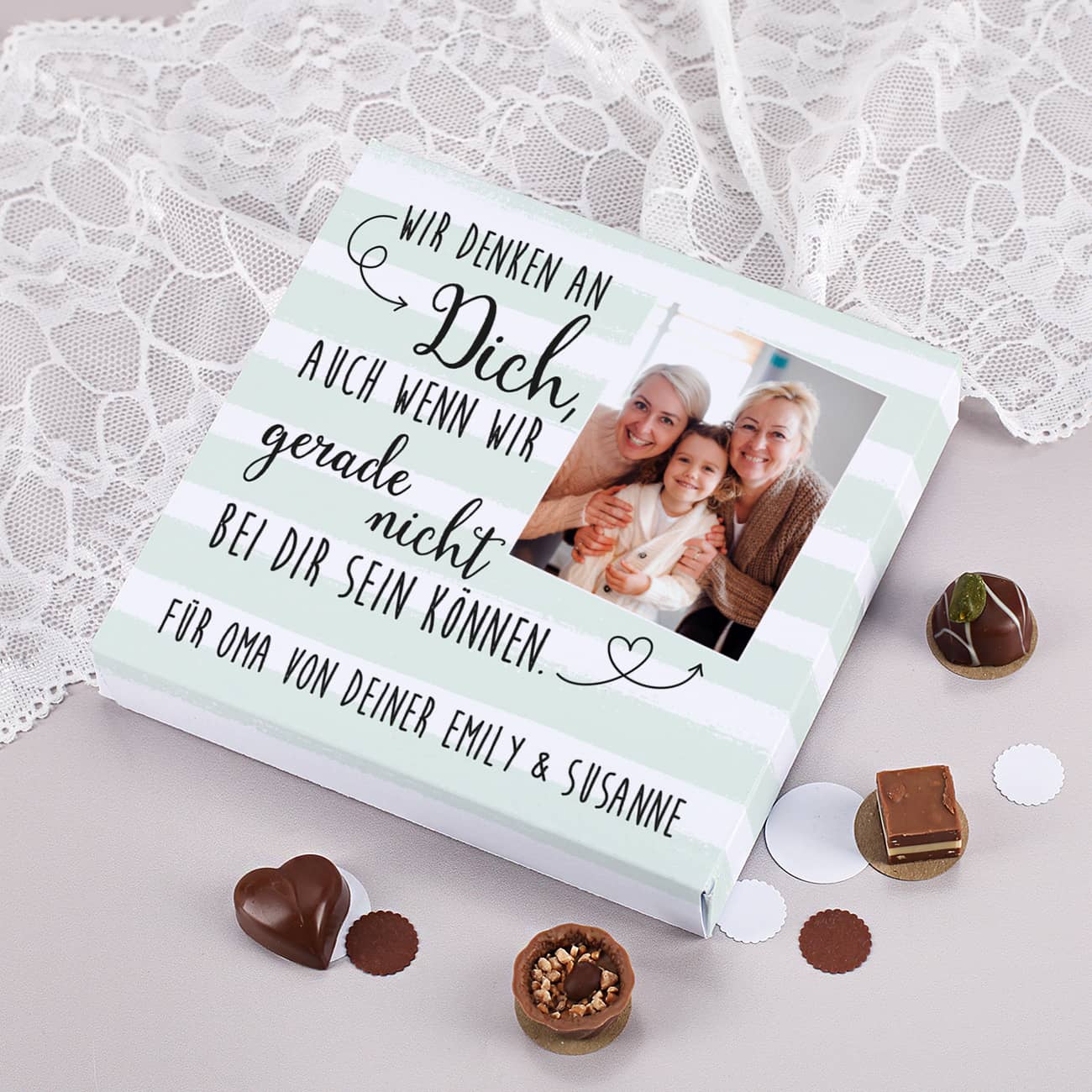 Pralinenschachtel Mit Spruch zum Social Distancing