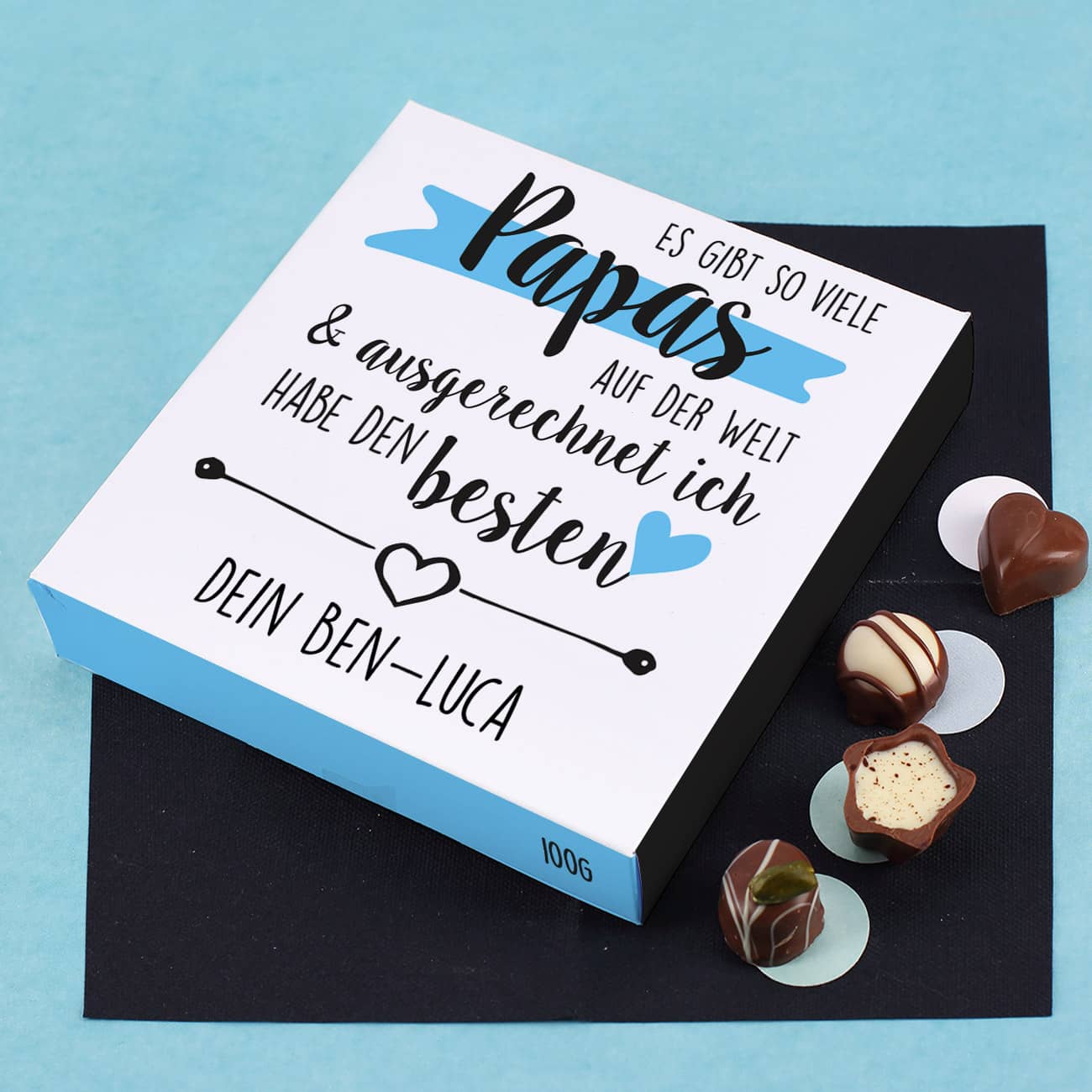Lindt Pralinen - Es gibt so viele Papas - mit Wunschtext bedruckt