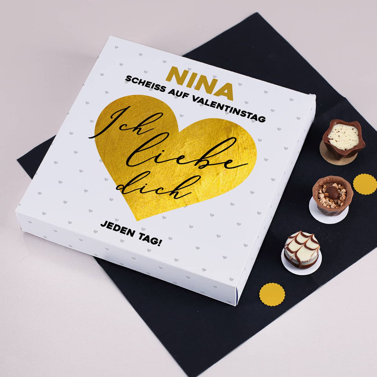 Lindt-Pralinen - Scheiß auf Valentinstag ich liebe dich jeden Tag - Geschenk 