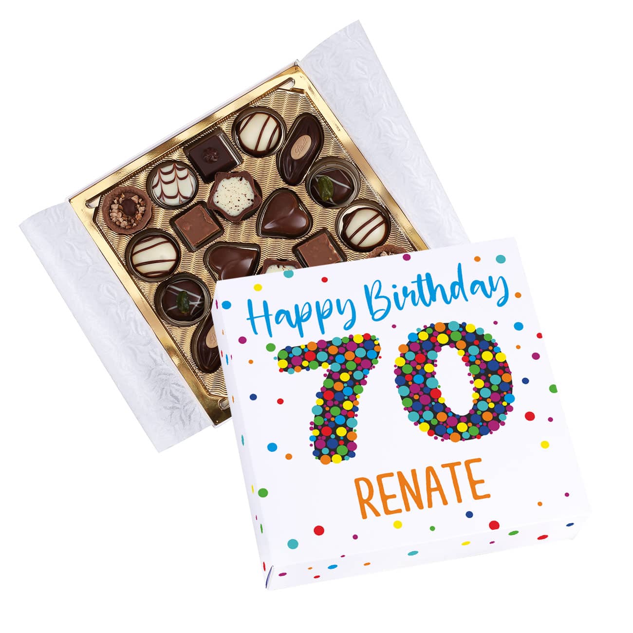 Personalisierte Pralinen zum 70. Geburtstag