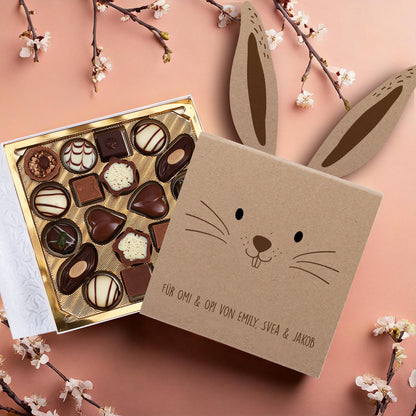Lindt-Pralinen in niedlicher Hasen-Banderole
