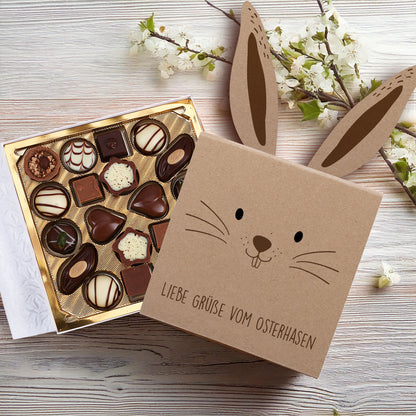 Lindt-Pralinen in niedlicher Hasen-Banderole