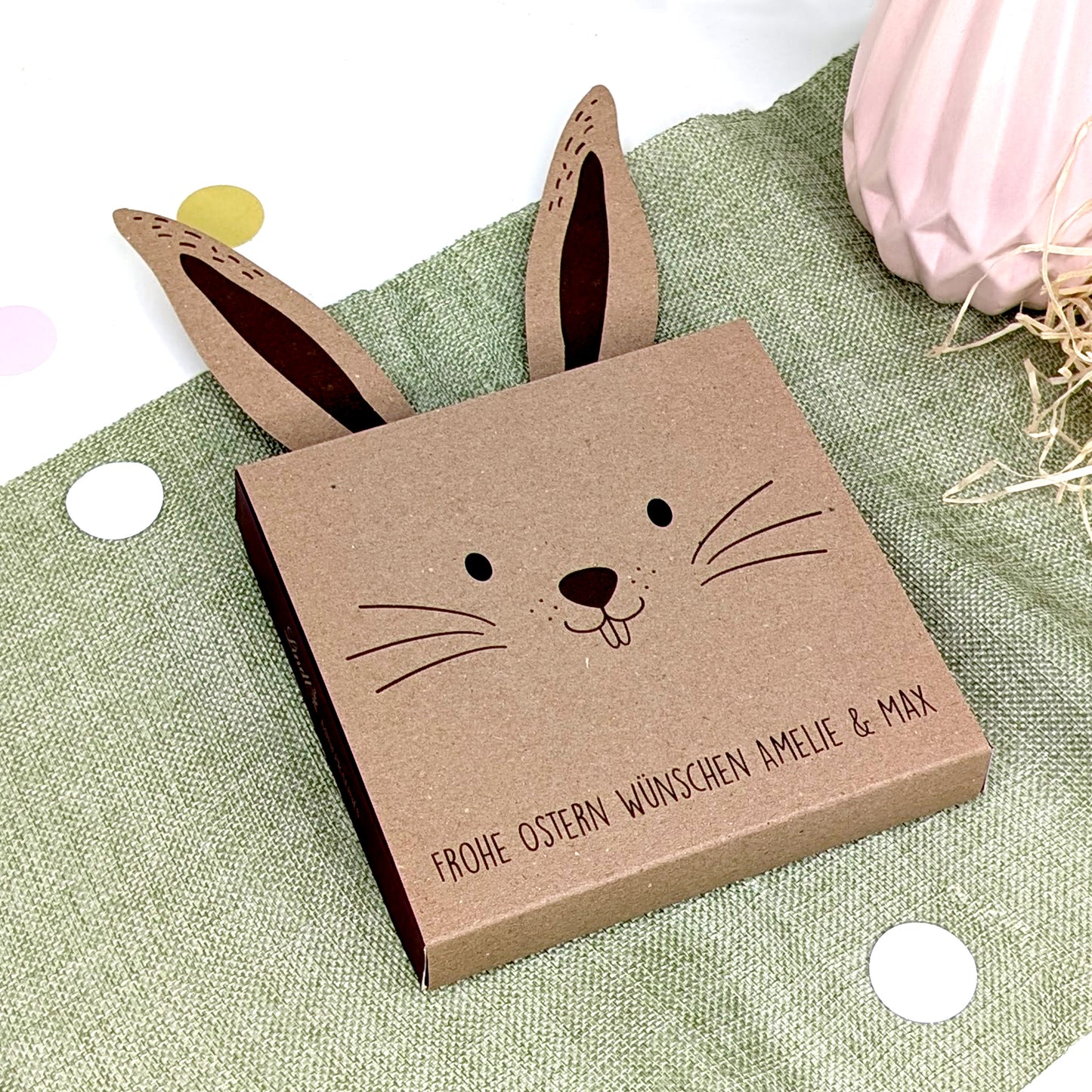 personalisierter Hasen-Banderole zu Ostern mit süßer Füllung