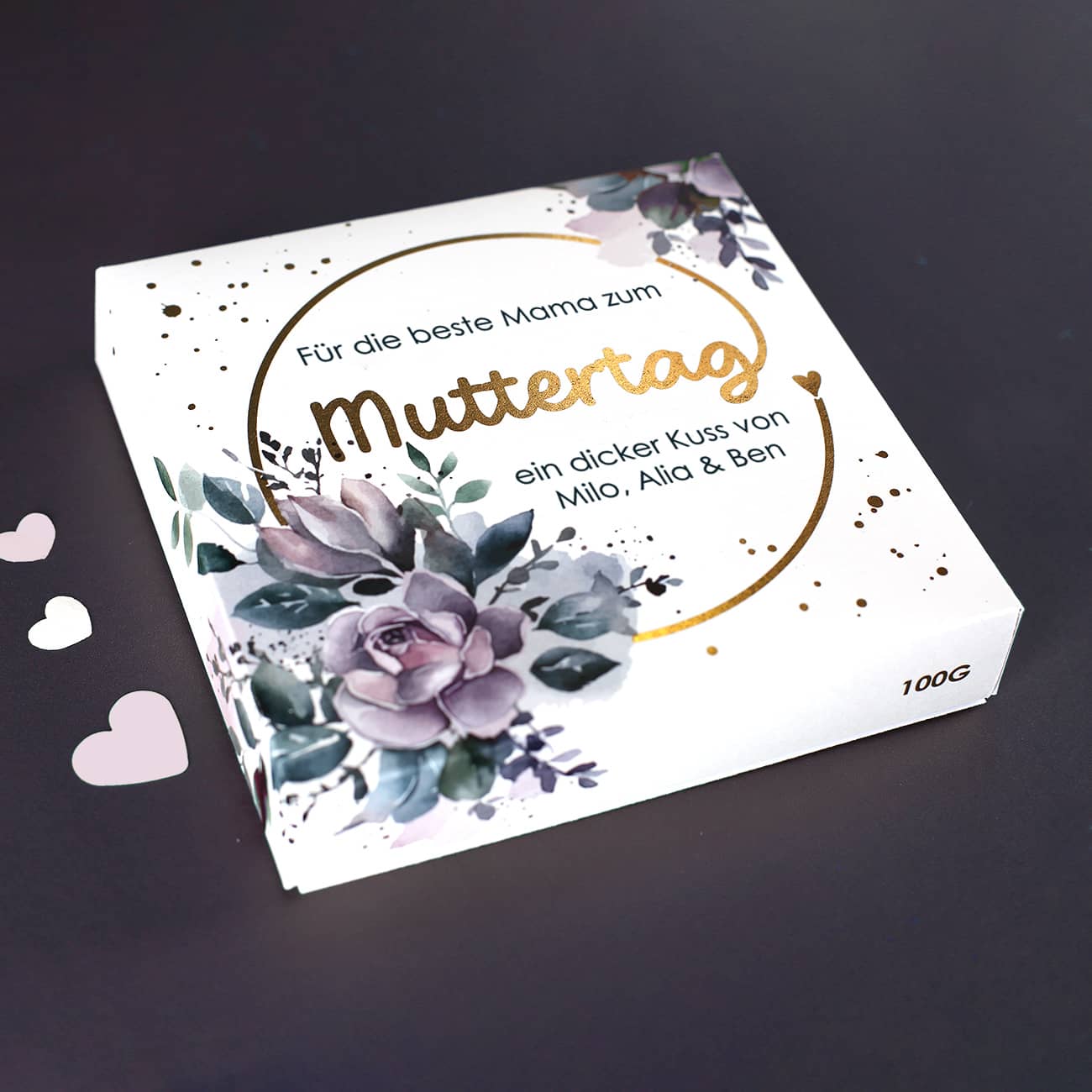 Muttertagsgeschenk - Lindt-Pralinen mit Ihrem Text und Goldfolie veredelt