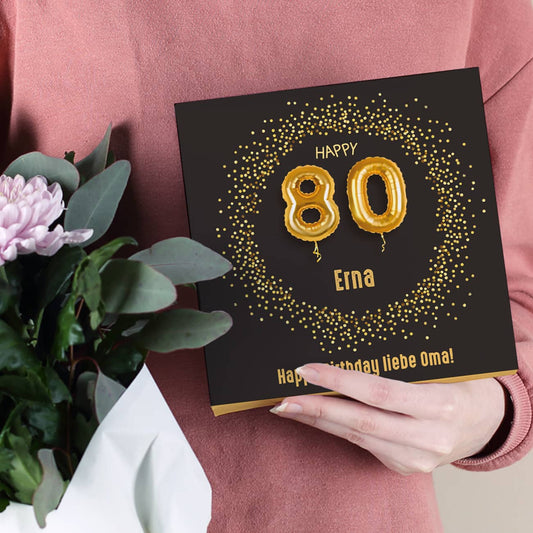 Happy 80 Lindt Pralinen mit Name und Wunschtext