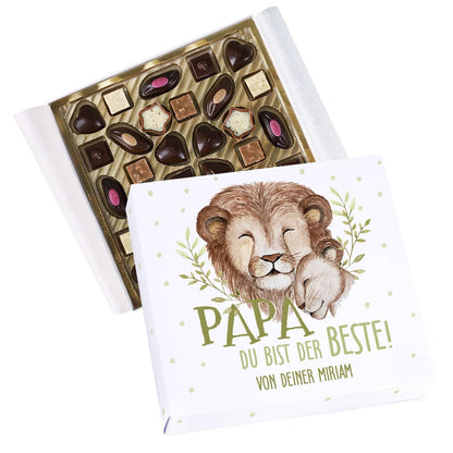Vatertagsgeschenk als Pralinen mit Text personalisiert