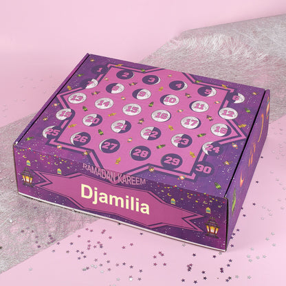 Personalisierter DIY Ramadankalender zum selbst Befüllen bedruckt mit Laternen und Mondphasen