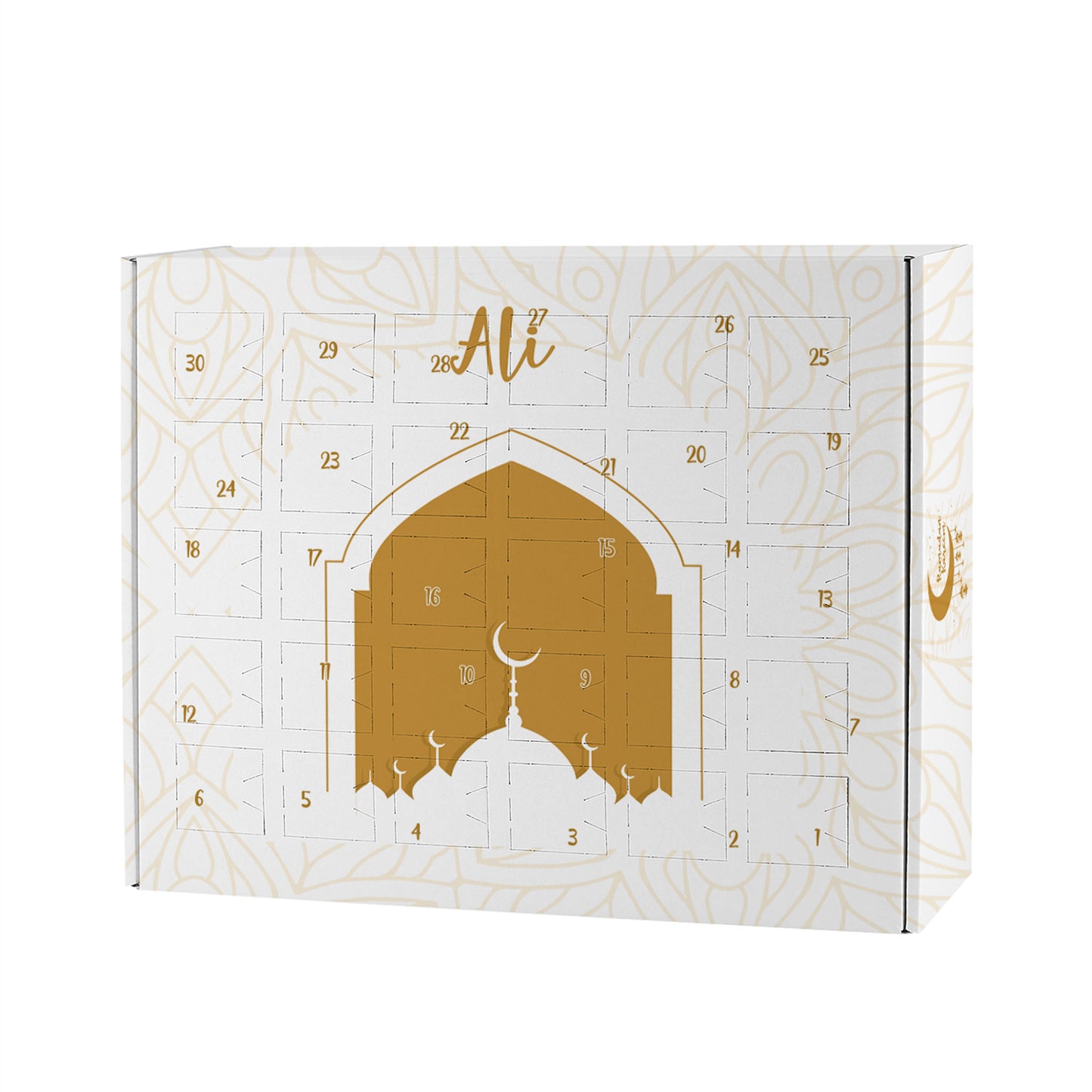 Ramadan Kalender für Mädchen und Jungen mit Name zum selbst Befüllen | Mondsichel