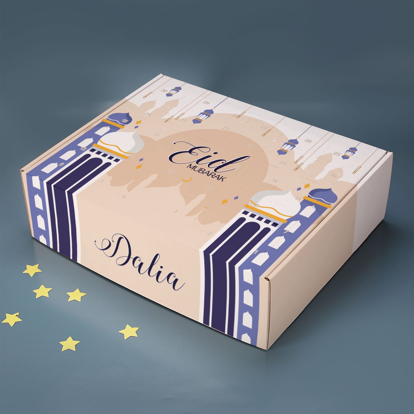 Ramadan Kalender für Jungen mit Name zum selbst Befüllen | Laternen und Türme