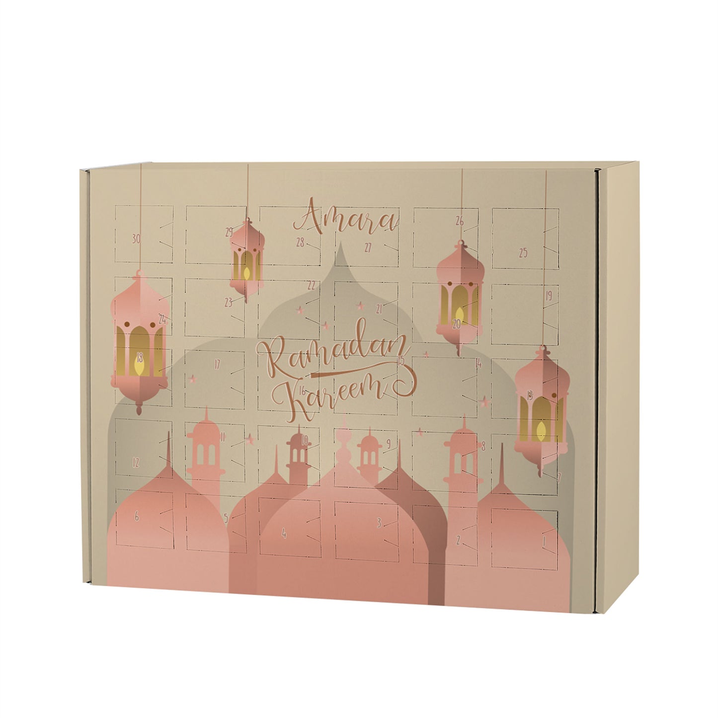 Ramadan Kalender für Mädchen mit Name zum selbst Befüllen | Türme und Laternen