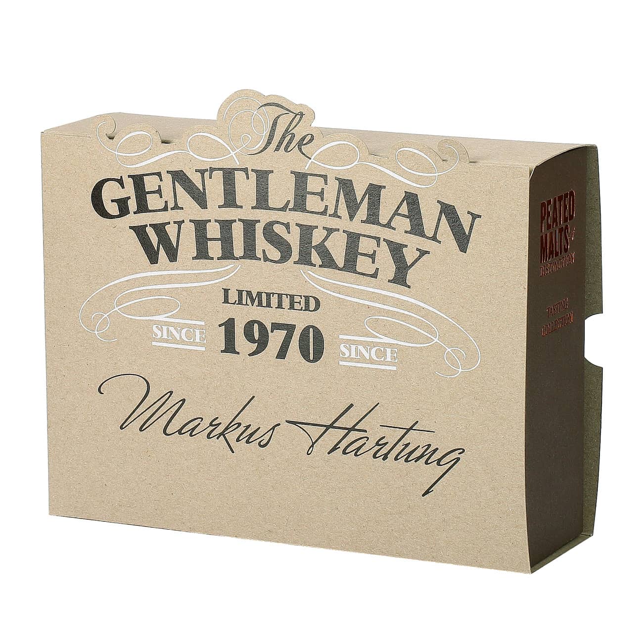 Geschenk-Set mit 4 torfigen Single Malt Whiskys in persönlich bedruckter Geschenkverpackung