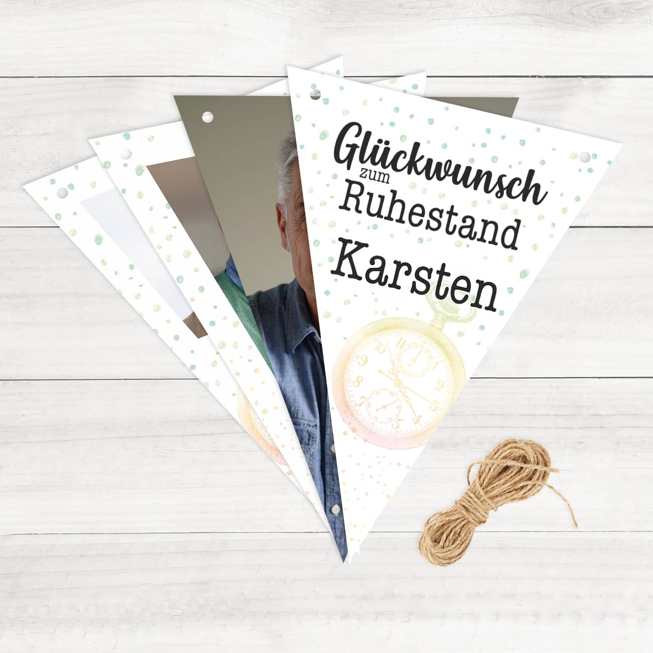 Fotogirlande zum Ruhestand