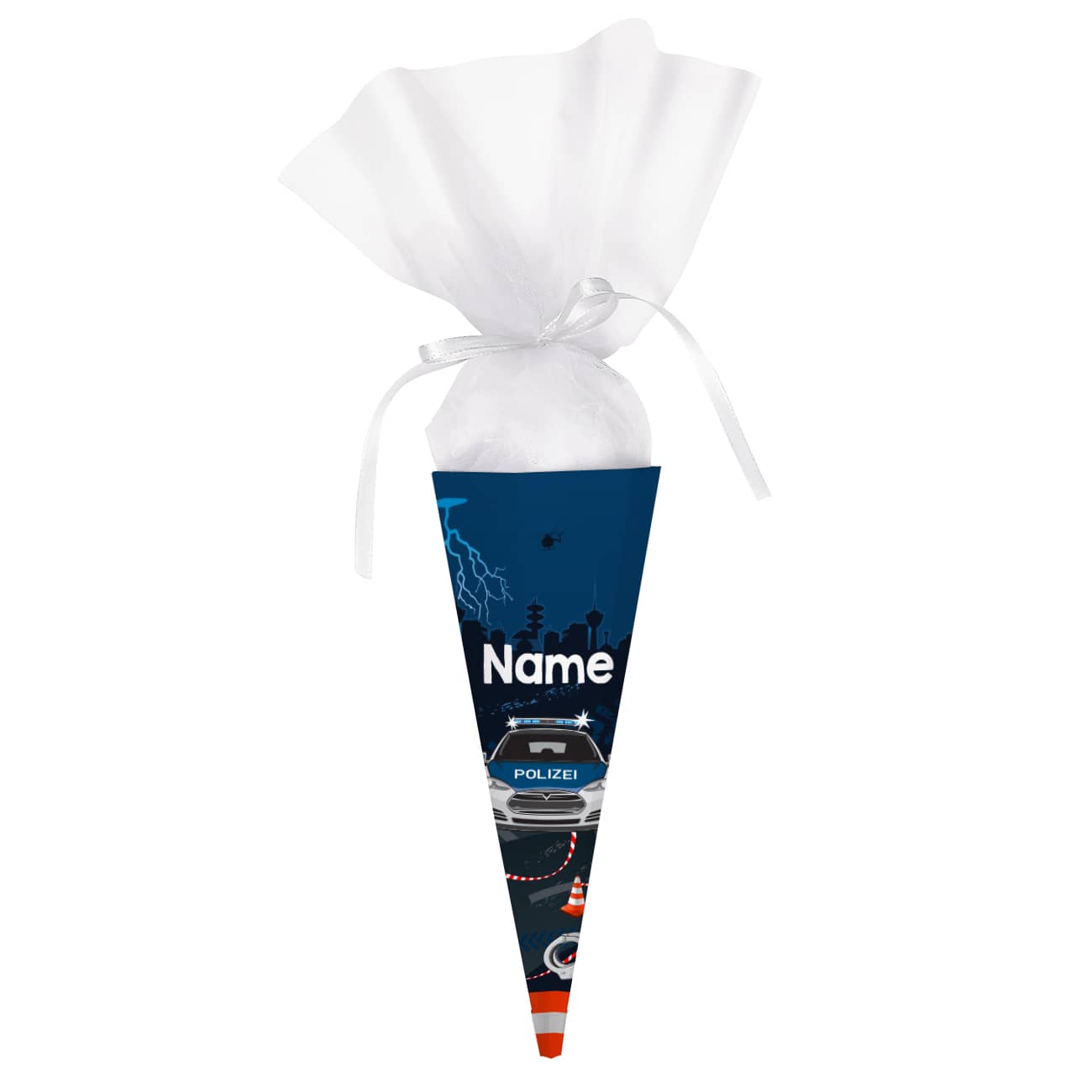 Zuckertüte mit Polizeiauto und Wunschname