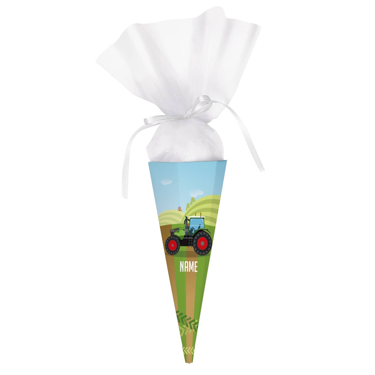 Zuckertüte für Jungen mit Wunschname und Traktor