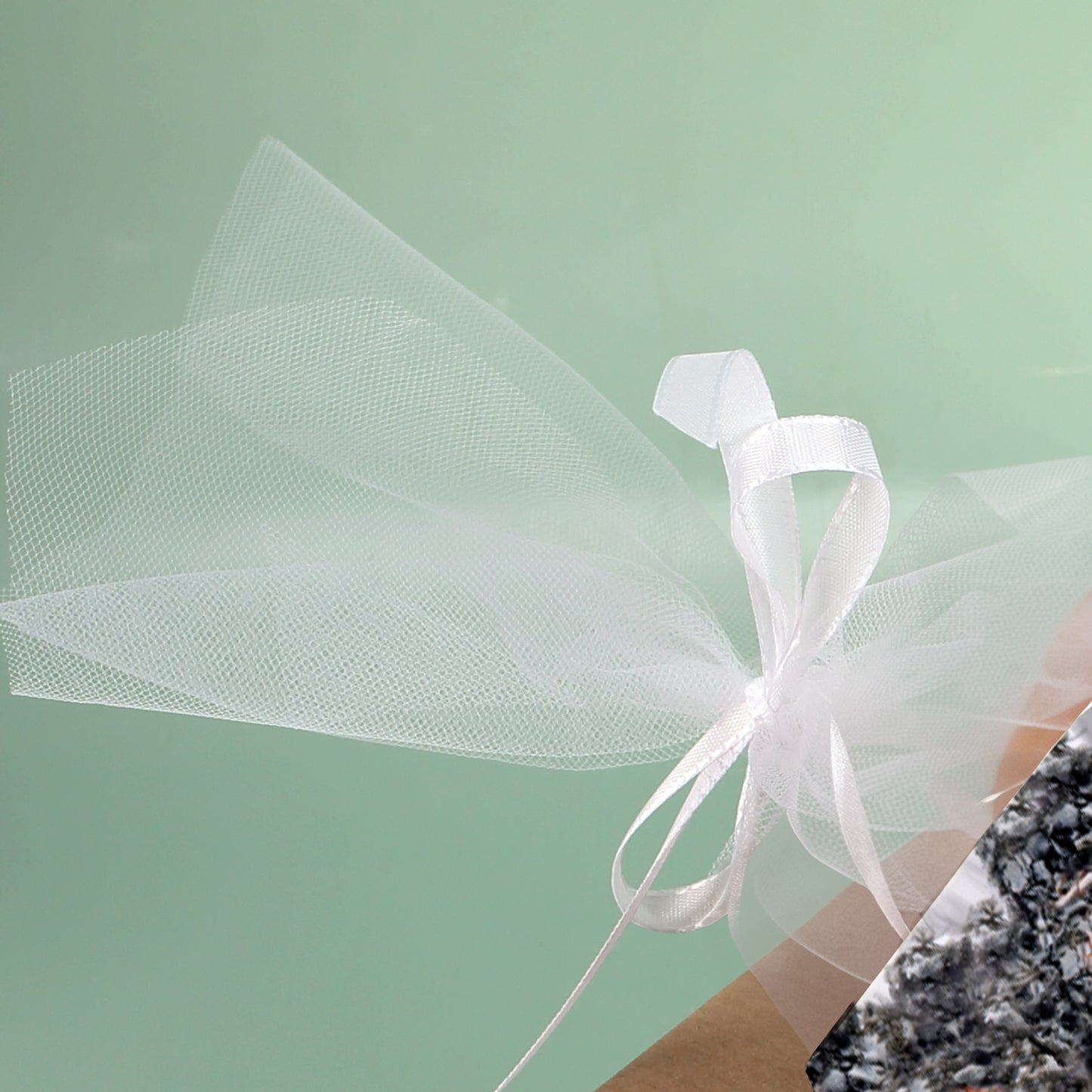 Mini-Schultüte mit Tüll und Schleifenband