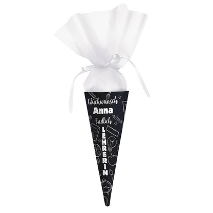 personalisierte Schultüte für Lehrerinnen mit dem Namen, 28cm groß