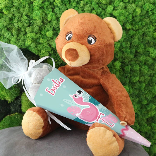 Geschwistertüte mit Flamingo und Wunschname