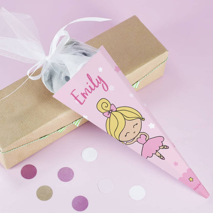 pink bedruckte Zuckertüte mit Ballerina