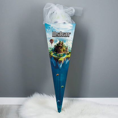 Minecraft - Schultüte mit Insel im Unterwasserwelt und Name