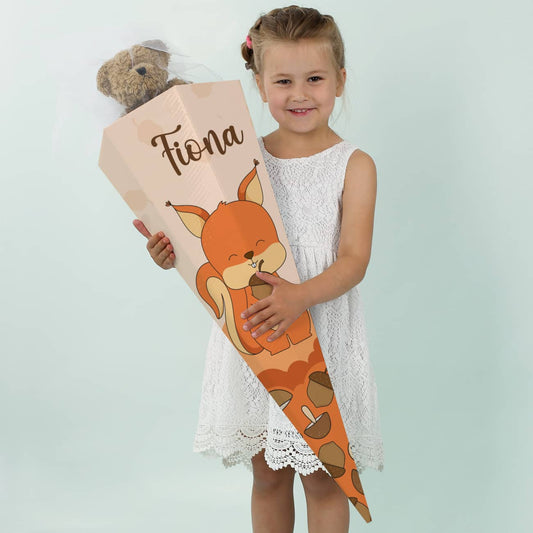 Zuckertüte bedruckt mit Eichhörnchen und Name