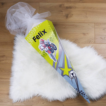 Schultüte mit Motocross-Motiv und Name