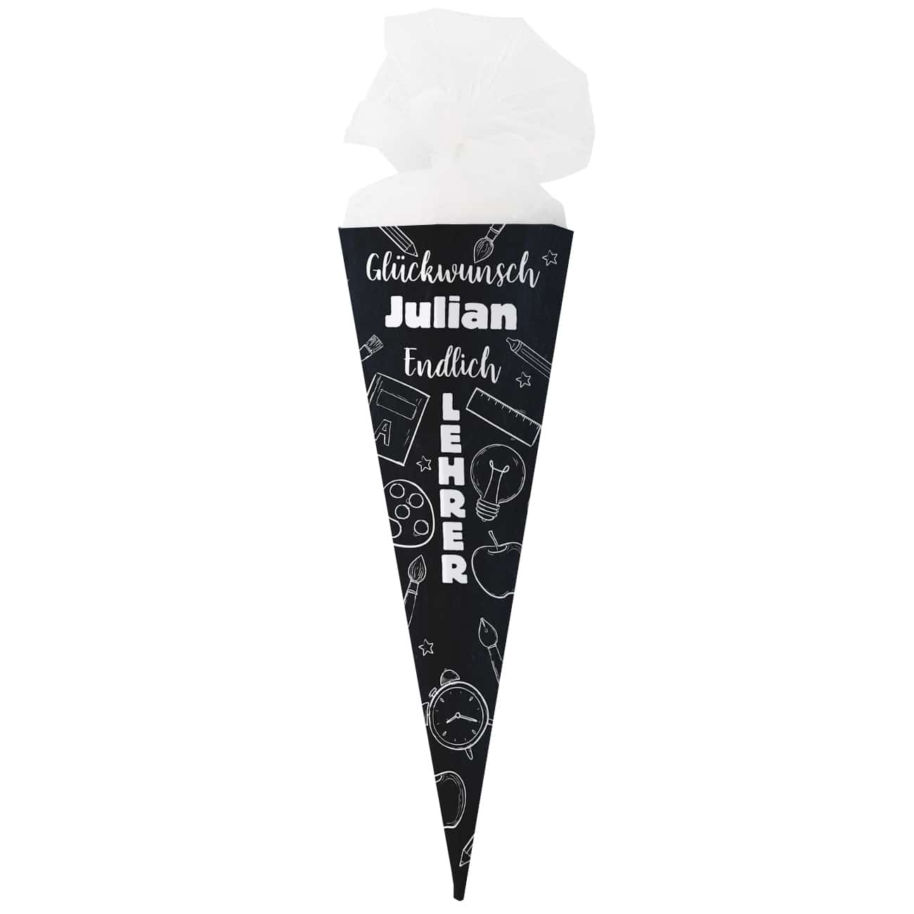 XL Schultüte - Endlich Lehrerin oder Endlich Lehrer - mit Wunschname bedruckt