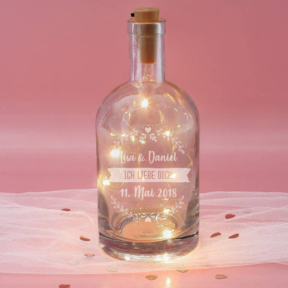 gravierte Karaffe mit LED-Beleuchtung zum Valentinstag