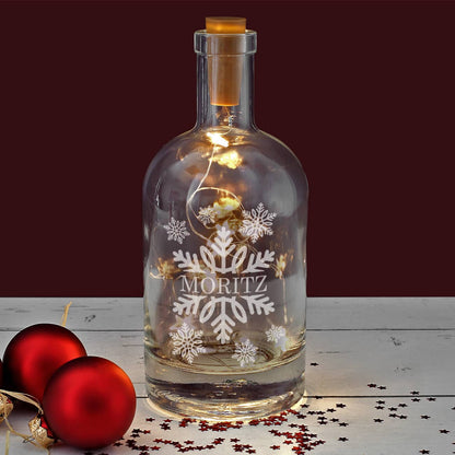 Gravierte Karaffe mit Schneeflocken und Name