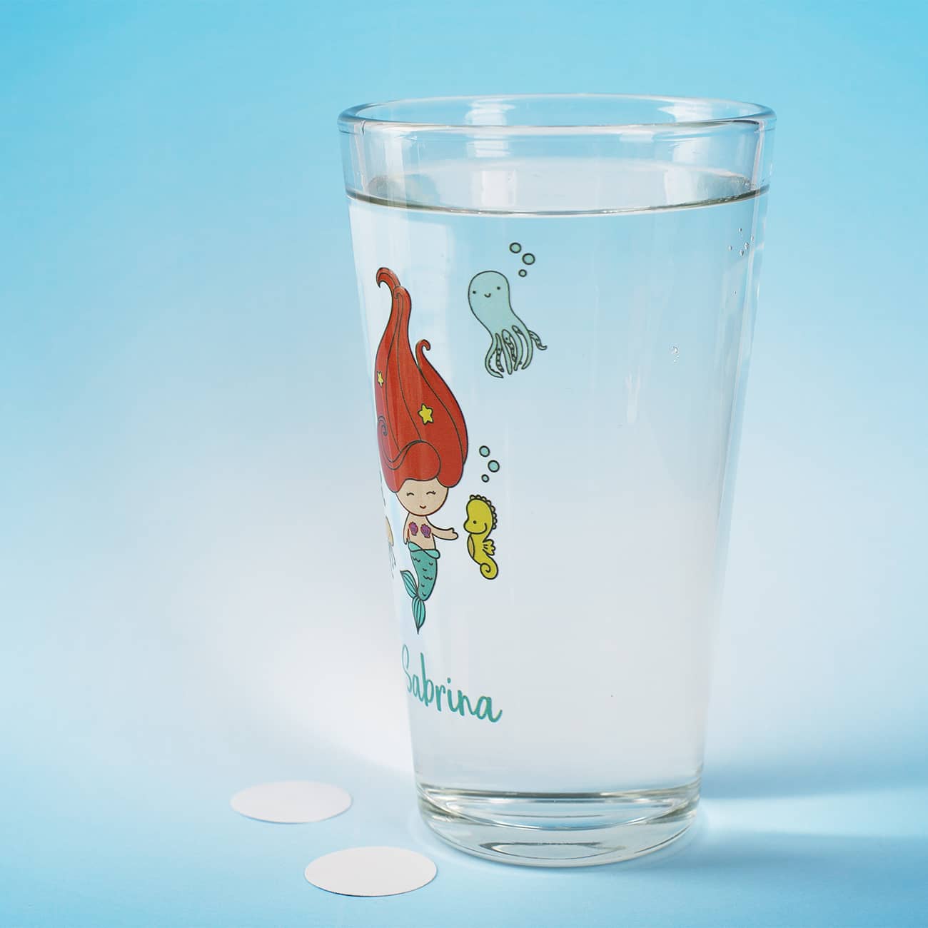 Trinkglas - Meerjungfrau mit Name bedruckt