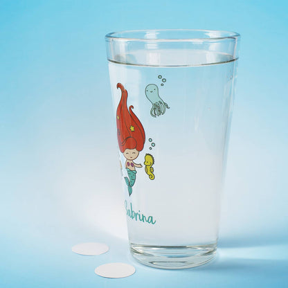 Trinkglas - Meerjungfrau mit Name bedruckt