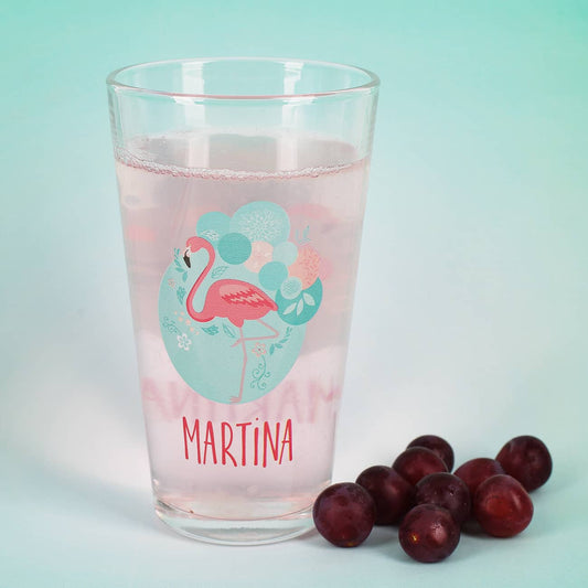 Trinkglas Flamingo mit Wunschnamen