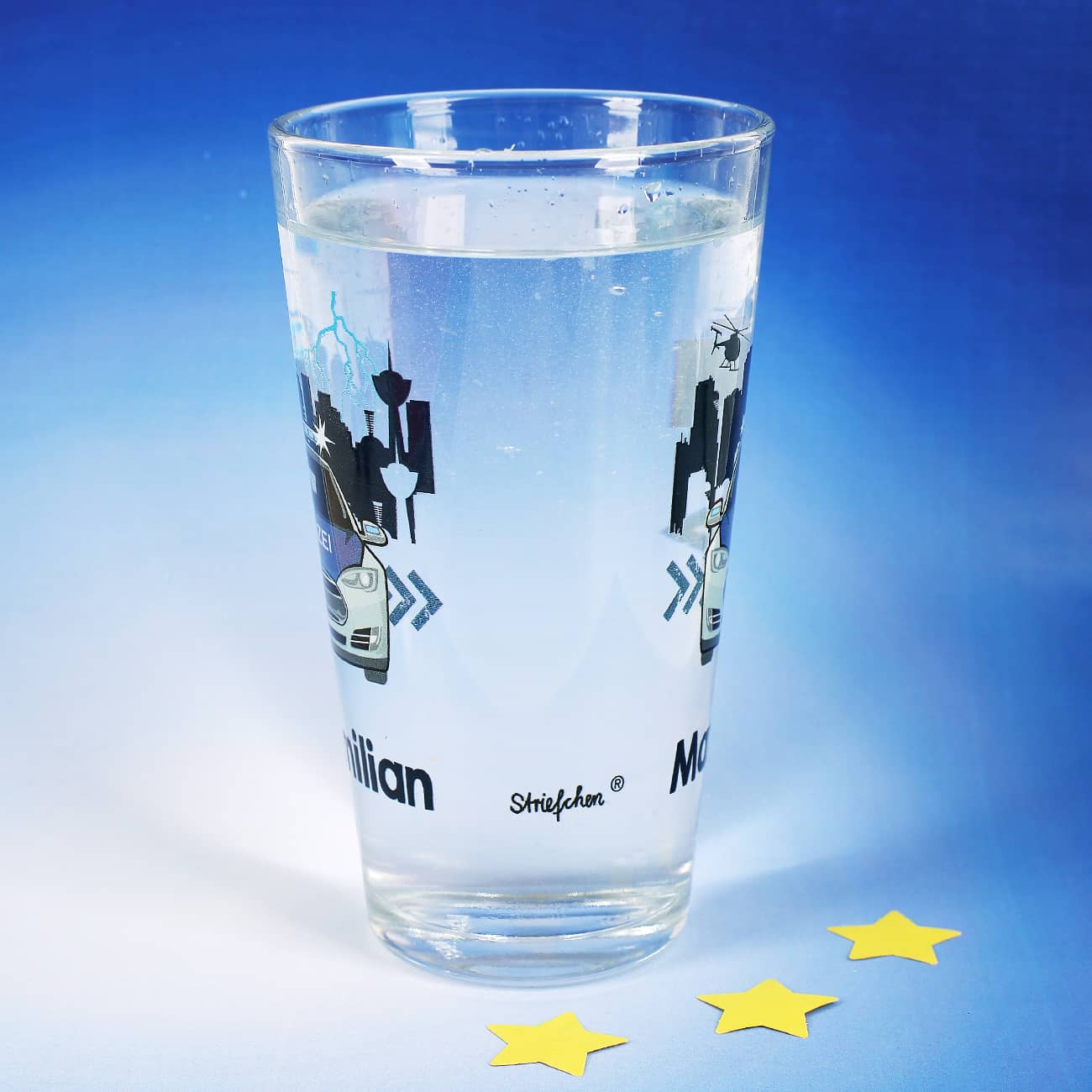 beidseitig bedrucktes Glas mit Wunschname