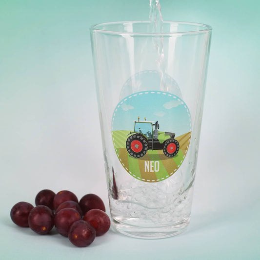 Trinkglas mit Traktor und Name