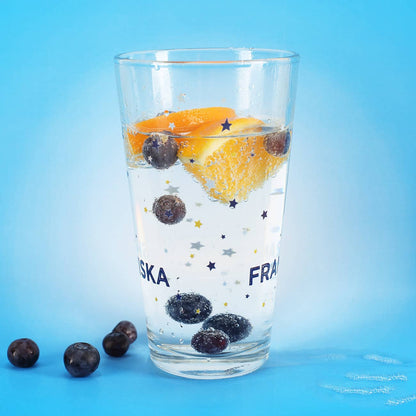 rundum bedrucktes Trinkglas mit modernem 360° Druckverfahren