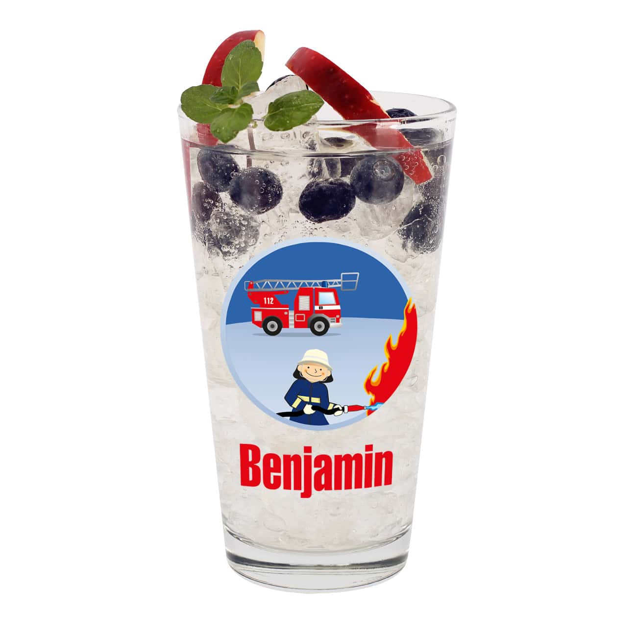 Feuerwehr Glas mit Name