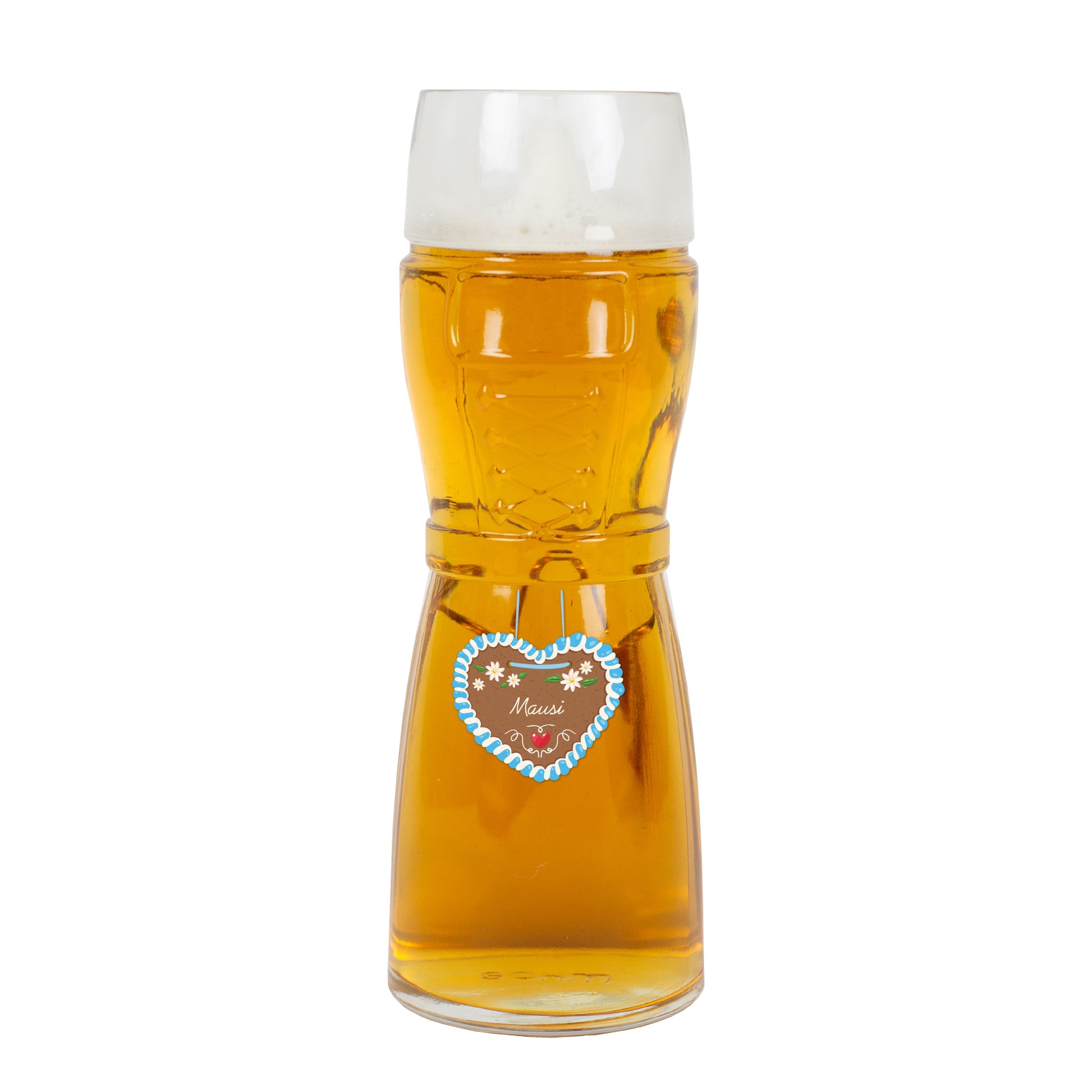 Dirndl-Bierglas mit Herz und Personalisierung