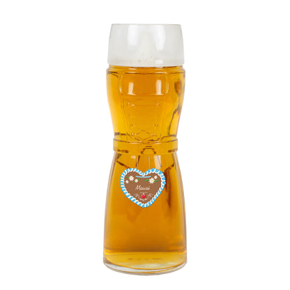 Dirndl-Bierglas mit Herz und Personalisierung