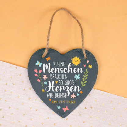 Personalisiertes Schieferherz mit Wunschtext und Spruch als Dankeschön Geschenk für Erzieher und Lehrer